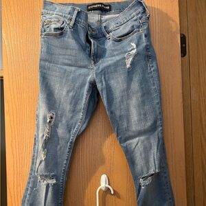 Express Distressed Blue Jean Leggings